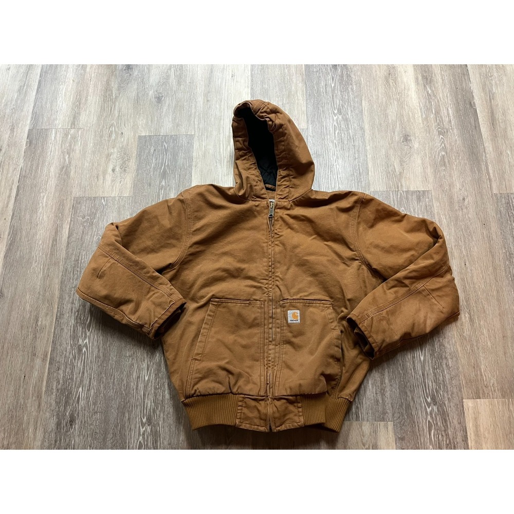 Carhartt Loose-Fit Firm Duck Insulated Flannel-Lined Active Jacket Brown M